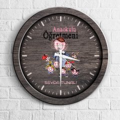 Kişiye Özel Mesleki Anaokulu Öğretmeni Ahşap Duvar Saati - 3