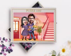 BK Gift Kişiye Özel Aile Tasarımlı 1000 Parça Profesyonel Puzzle, 3'lü  Portre, Aileye Hediye Puzzle-8