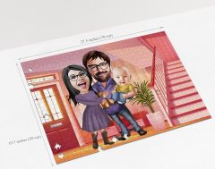 BK Gift Kişiye Özel Aile Tasarımlı 1000 Parça Profesyonel Puzzle, 3'lü  Portre, Aileye Hediye Puzzle-8