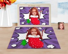 Kişiye Özel Kız Çocuk Karikatürlü 1000 Parça Profesyonel Puzzle-14