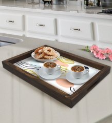 BK Gift Modern Art Tasarımlı Doğal Ahşap Tepsi-4