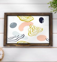 BK Gift Modern Art Tasarımlı Doğal Ahşap Tepsi-4