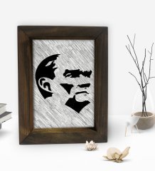 BK Gift Atatürk Tasarımlı Dekoratif Doğal Masif Ahşap Çerçeve 15x20cm-44