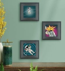 BK Gift Popart Tasarımlı 3’lü Ahşap Çerçeveli Taş Duvar Dekoru-3
