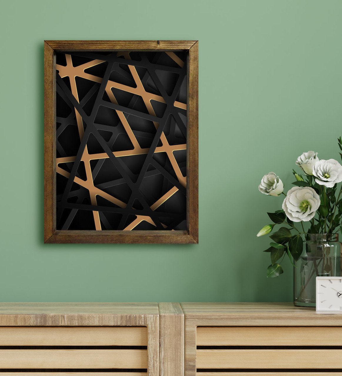 BK Gift Otel Odası Konseptli Doğal Masif Ahşap Çerçeveli Tablo 30x40cm-1
