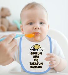 BK Kids Takatum Kalmadı Tasarımlı Mavi Bebek Body Zıbın ve Mama Önlüğü Hediye Seti-1