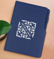 BK Gift Kişiye Özel İsimli Lacivert Termo Deri Not Defteri 15x21cm-10