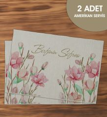 BK Gift Kişiye Özel Çiçek Tasarımlı 2’li Keten Amerikan Servis Seti-11, Ev Hediyesi,Baskılı Servis Bezi, Mutfak Dekoru