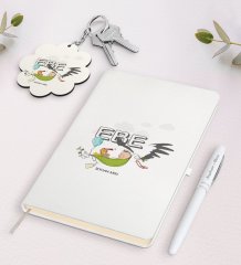 Kişiye Özel Ebe Beyaz Defter Kalem Ve Anahtarlık Hediye Seti-2