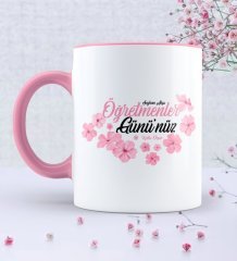Kişiye Özel Öğretmenler Gününüz Kutlu Olsun Pembe Kupa Bardak - 3