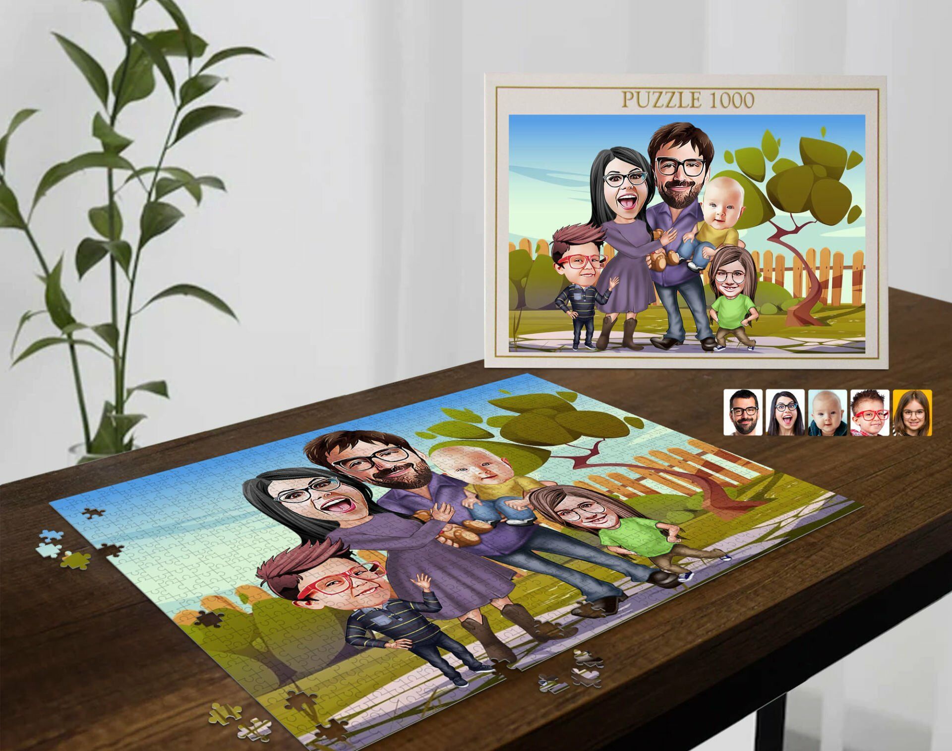 BK Gift Kişiye Özel Aile Tasarımlı 1000 Parça Profesyonel Puzzle, 3'lü  Portre, Aileye Hediye Puzzle-7