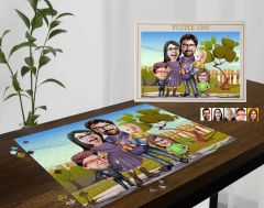 BK Gift Kişiye Özel Aile Tasarımlı 1000 Parça Profesyonel Puzzle, 3'lü  Portre, Aileye Hediye Puzzle-7