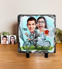 Kişiye Özel Gelin Damat Karikatürlü Dekoratif Doğal Taş - 3