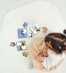 BK Toys Çocuklar İçin Eğitici-Öğretici Ahşap 4 Parça Yapboz Puzzle (6 Adet) - Model 1
