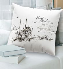 BK Gift İstanbul Tasarımlı Beyaz Kırlent Yastık, Ev Hediyesi, Ev Dekorasyonu, Dekoratif Hediye-2