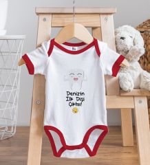 BK Kids Kişiye Özel İlk Diş Tasarımlı Kırmızı Bebek Body Zıbın-1