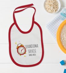 BK Kids Kişiye Özel Uyandırma Servisi Tasarımlı Kırmızı Bebek Mama Önlüğü-1