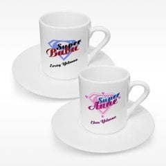 Kişiye Özel İkili Süper Anne & Baba Türk Kahvesi Fincanı Takımı - 2