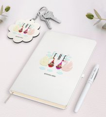 Kişiye Özel Ebe Beyaz Defter Kalem Ve Anahtarlık Hediye Seti-1