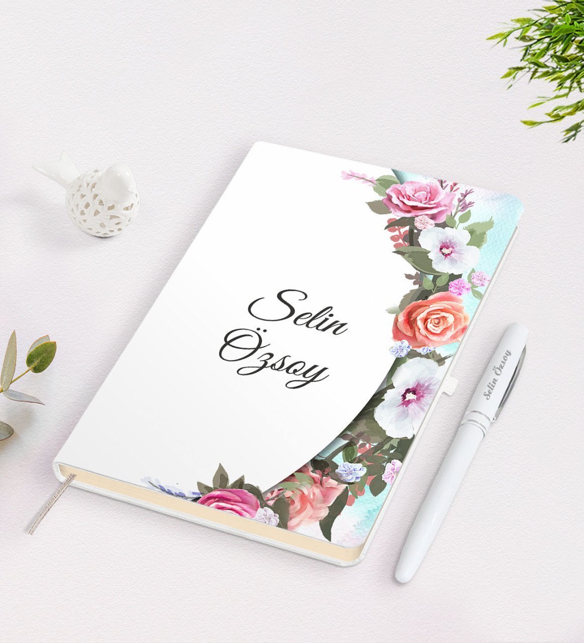Kişiye Özel İsimli Çerçeveli Defter Kalem Seti-7