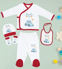 BK Kids Kişiye Özel 9 Parça Kırmızı Hastane Çıkışı ve Battaniye Hediye Seti, Yeni Doğan Bebek Giyim Hediyesi-5
