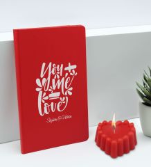 BK Gift Sevgililere Özel İsimli Kırmızı Defter ve Kokulu Kalp Mum Hediye Seti-12, Sevgiliye Hediye, Sevgililer Günü