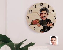 Kişiye Özel Erkek Kasap Karikatürlü Otantik Ahşap Palet Saat-2