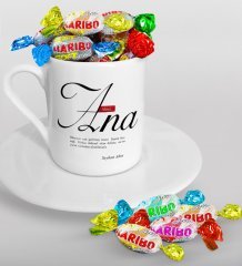 Kişiye Özel Mânâ Ana Türk Kahvesi Fincanı ve Haribo Şeker Hediye Seti