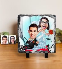 Kişiye Özel Gelin Damat Karikatürlü Dekoratif Doğal Taş - 2