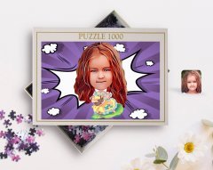 Kişiye Özel Kız Çocuk Karikatürlü 1000 Parça Profesyonel Puzzle-12