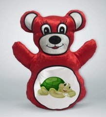 BK Gift Sevimli Kaplumbağa Tasarımlı Kırmızı Ayıcık Yastık-1
