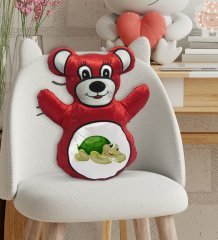 BK Gift Sevimli Kaplumbağa Tasarımlı Kırmızı Ayıcık Yastık-1