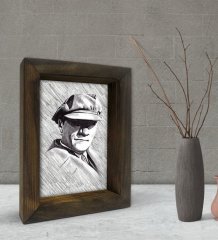 BK Gift Atatürk Tasarımlı Dekoratif Doğal Masif Ahşap Çerçeve 15x20cm-39