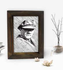 BK Gift Atatürk Tasarımlı Dekoratif Doğal Masif Ahşap Çerçeve 15x20cm-39