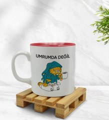 Bk Gift Umrumda Değil Tasarımlı İçi Kırmızı Renkli Kupa Bardak Model 1