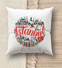 BK Gift İstanbul Tasarımlı Beyaz Kırlent Yastık, Ev Hediyesi, Ev Dekorasyonu, Dekoratif Hediye-1
