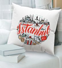 BK Gift İstanbul Tasarımlı Beyaz Kırlent Yastık, Ev Hediyesi, Ev Dekorasyonu, Dekoratif Hediye-1