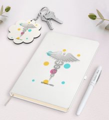 Kişiye Özel Doktor Beyaz Defter Kalem Ve Anahtarlık Hediye Seti-4