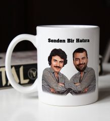 BK Gift Kişiye Özel Karikatürlü Ferdi Tayfur Hatıran Yeter Tasarımlı Beyaz Kupa Bardak-2, Arkadaşa Hediye