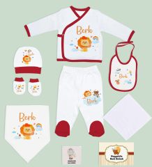 BK Kids Kişiye Özel 9 Parça Kırmızı Hastane Çıkışı ve Battaniye Hediye Seti, Yeni Doğan Bebek Giyim Hediyesi-4
