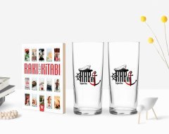 Kişiye Özel Renkli Baskılı Kaptan Tasarımlı İkili Rakı Bardağı ve Rakı Cep Kitabı Hediye Seti-2