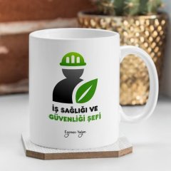 Kişiye Özel Mesleki İş Sağlığı ve Güvenliği Şefi Beyaz Kupa Bardak