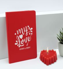 BK Gift Sevgililere Özel İsimli Kırmızı Defter ve Kokulu Kalp Mum Hediye Seti-11, Sevgiliye Hediye, Sevgililer Günü