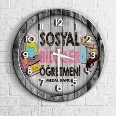 Kişiye Özel Mesleki Sosyal Bilgiler Öğretmeni Ahşap Duvar Saati - 3