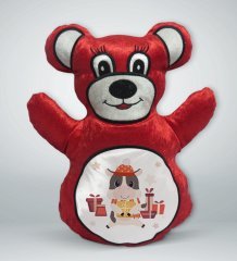 BK Gift Sevimli İnek Tasarımlı Kırmızı Ayıcık Yastık-1