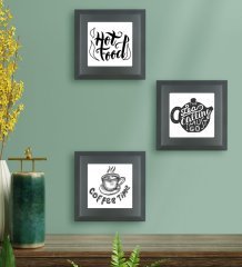 BK Gift Mutfak Temalı 3’lü Ahşap Çerçeveli Taş Duvar Dekoru-7