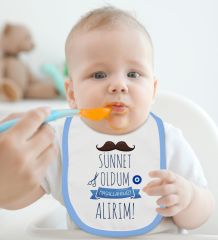 BK Kids Sünnet Tasarımlı Mavi Bebek Body Zıbın ve Mama Önlüğü Hediye Seti-6