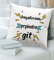 BK Gift Hayat Mottosu Tasarımlı Beyaz Kırlent Yastık, Ev Hediyesi, Ev Dekorasyonu, Dekoratif Hediye-5