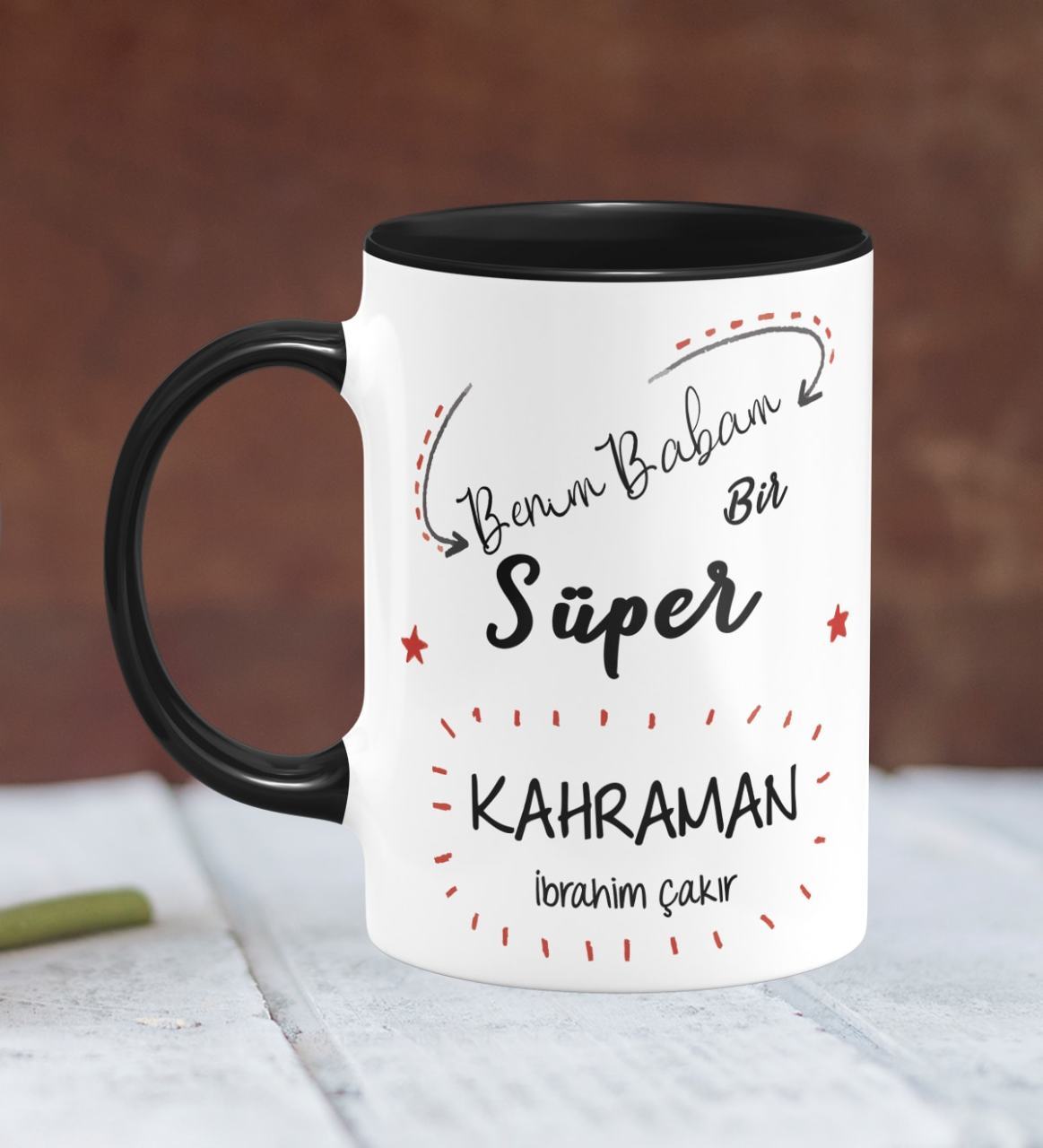 Kişiye Özel Babalar Günü Temalı Siyah Kupa Bardak 17-289S