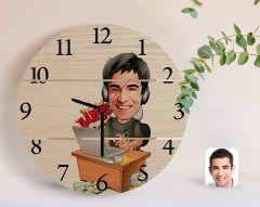 Kişiye Özel Erkek Gamer Karikatürlü Otantik Ahşap Palet Saat-1